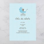 Convite Chá Bebê/ Fraldas - Modelo Ursinho no carrinho