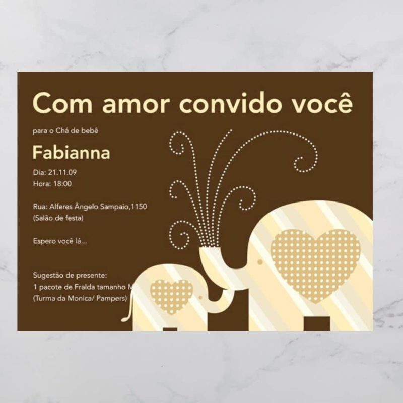 Convite Chá Bebê/ Fraldas - Modelo Fabianna