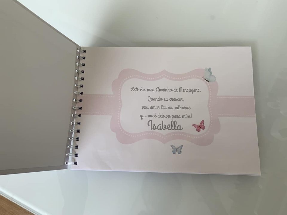 livro de assinaturas personalizado para o nascimento da Isabella