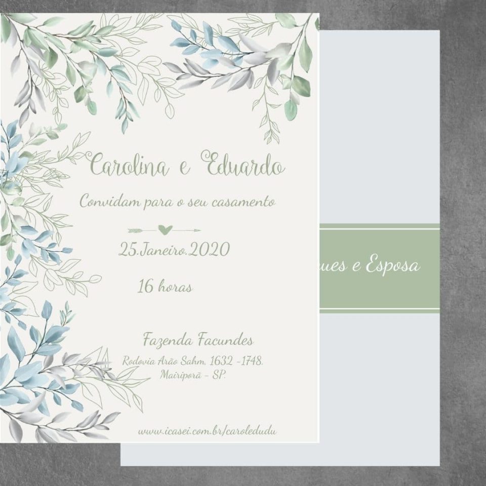 Beautiful Leaves Aquarelado - Convite De Casamento