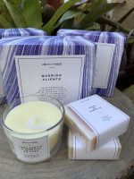 Kit Mimo V com vela e 2 sabonetes personalizados com embalagem