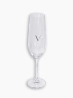 Taça de espumante de cristal personalizada com inicial em platina