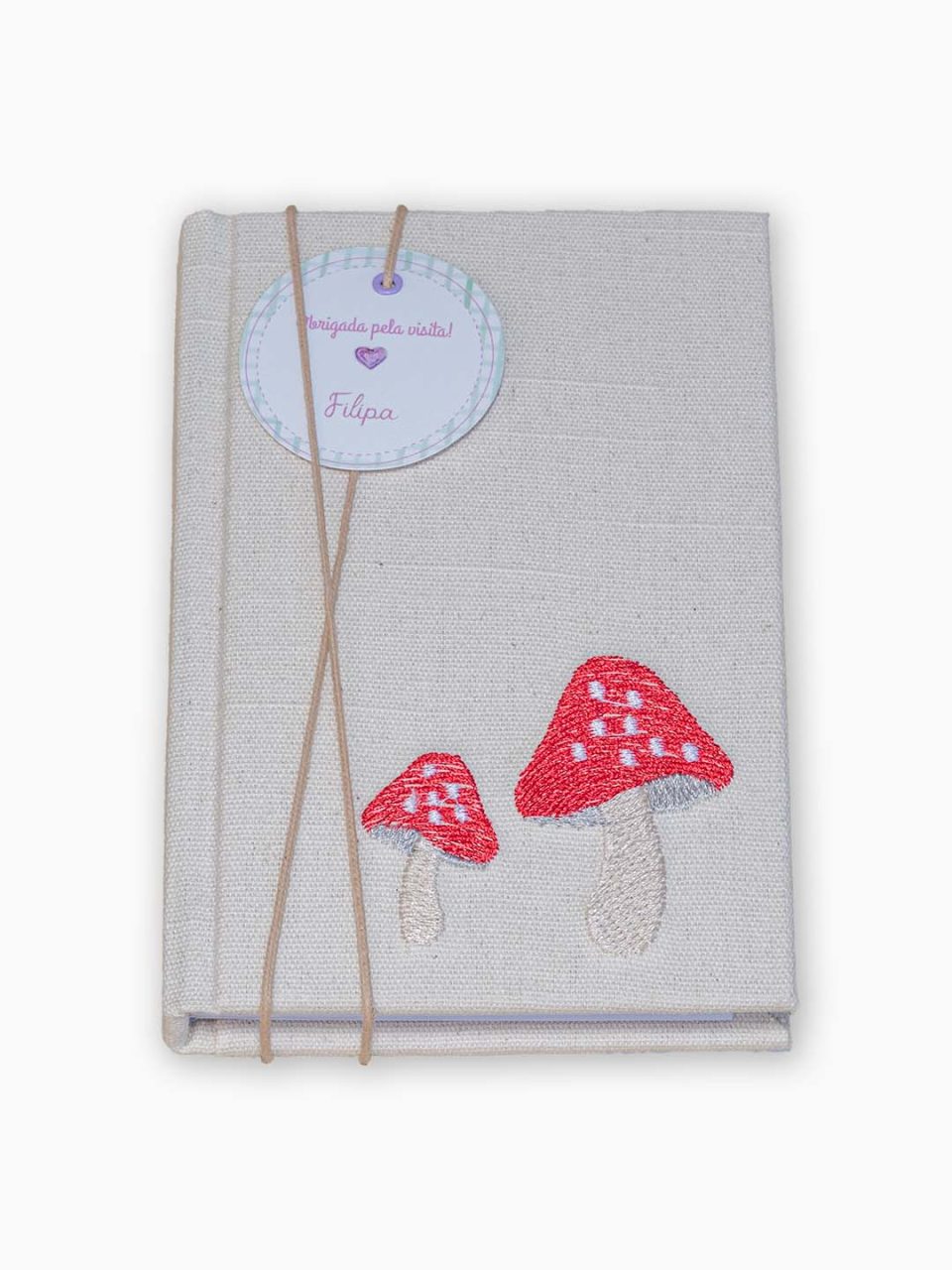 Moleskine Personalizado no linho com bordado e tag