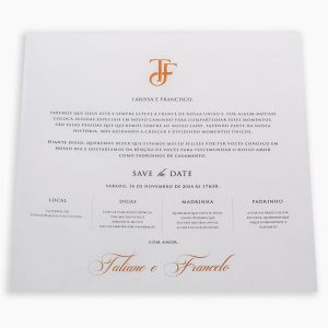 Convite personalizado para padrinhos de casamento em papel vegetal