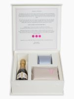 Caixa Personalizada Célébrer IV PARA Casal de Padrinhos de Casamento com baby espumante, necessaire em couro bordada, gravata e convite