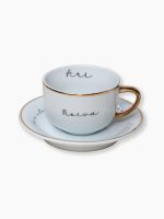 Xícara de cafe personalizada com mensagem er ouro