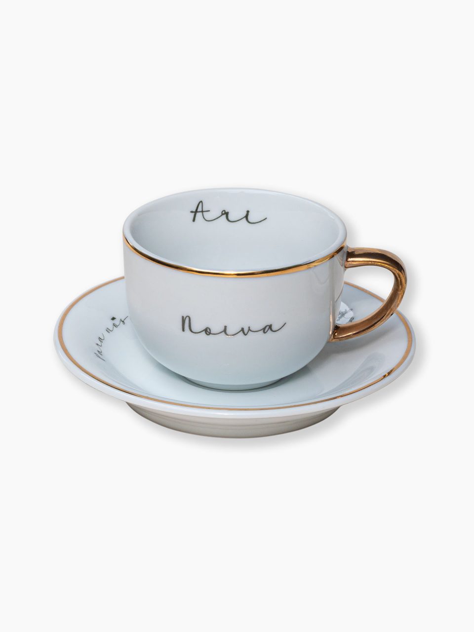 Xícara de cafe personalizada com mensagem er ouro