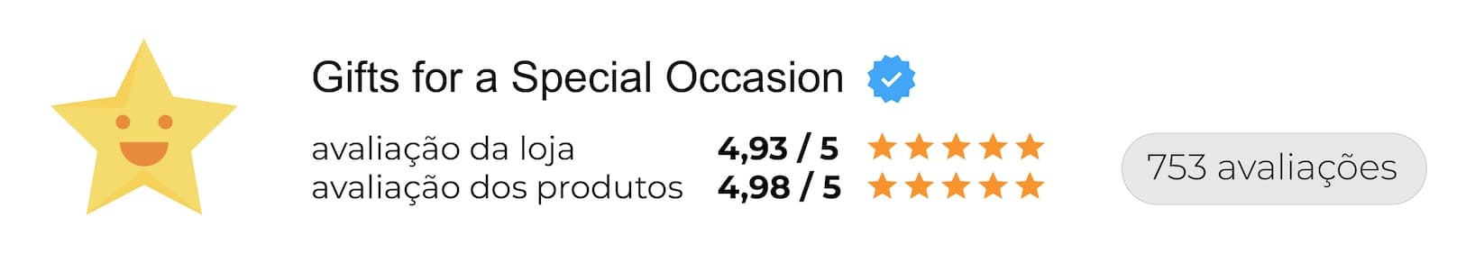 avaliação da loja : 4,93/5 | avaliação dos produtos : 4,98/5 (753 avaliações de clientes verificados)