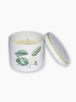 Vela de massagem e pote de porcelana com estampa personalizada e filete