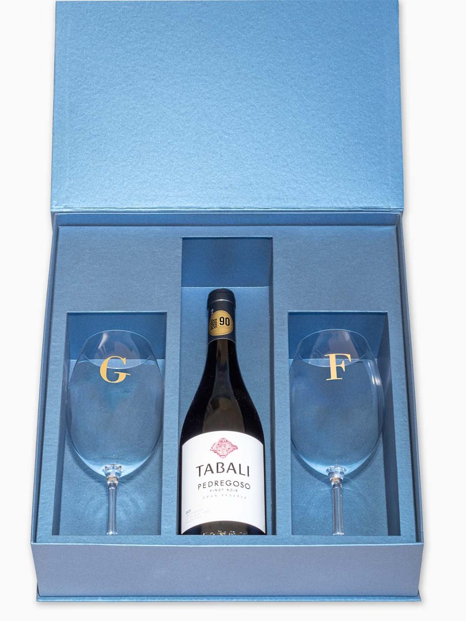 Caixa personalizada Celebrer VIII - Casal - com 2 taças de cristal personalizadas com ouro