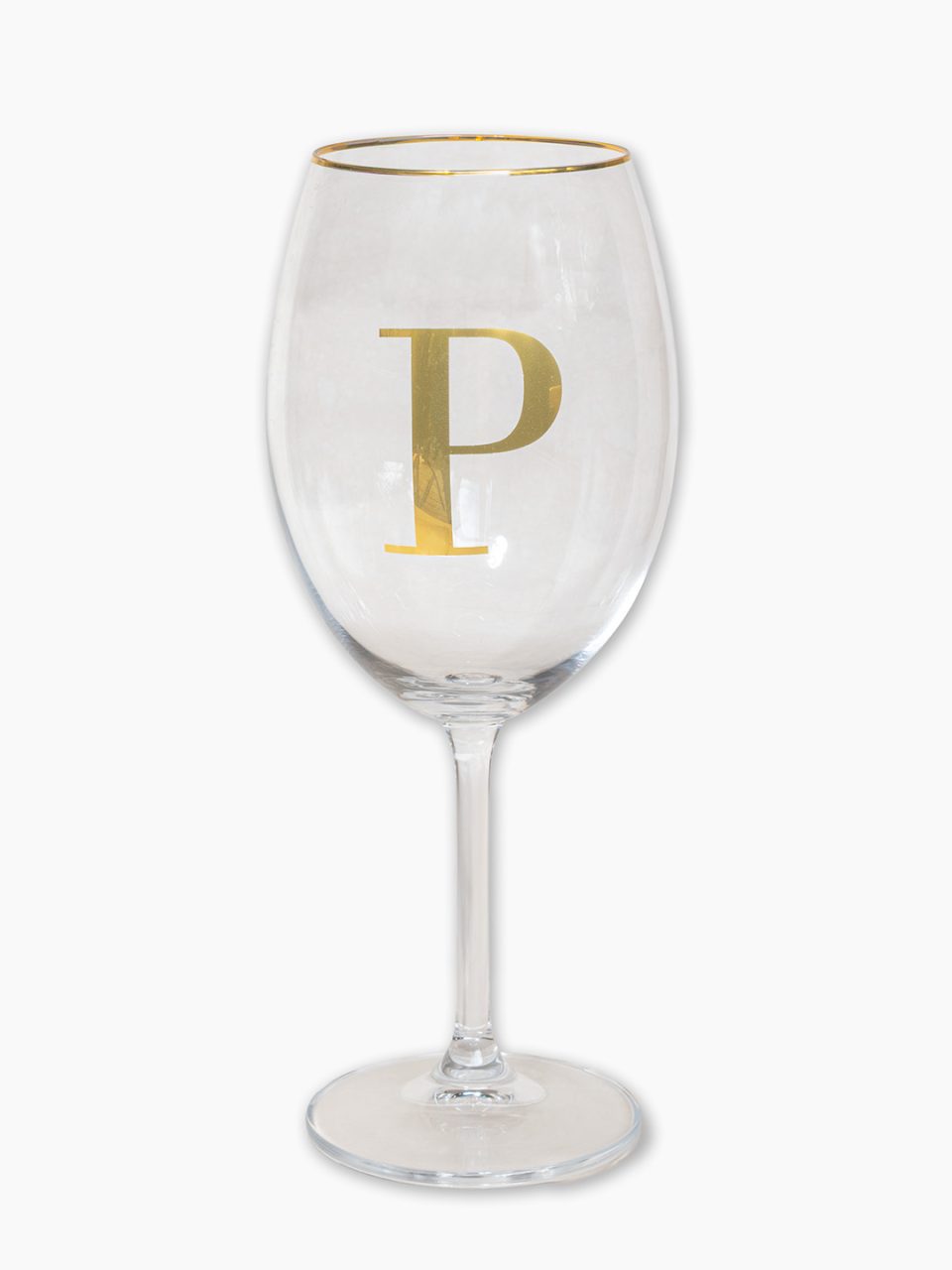 Taça de vinho tinto 590ml com inicial em ouro e filete de ouro