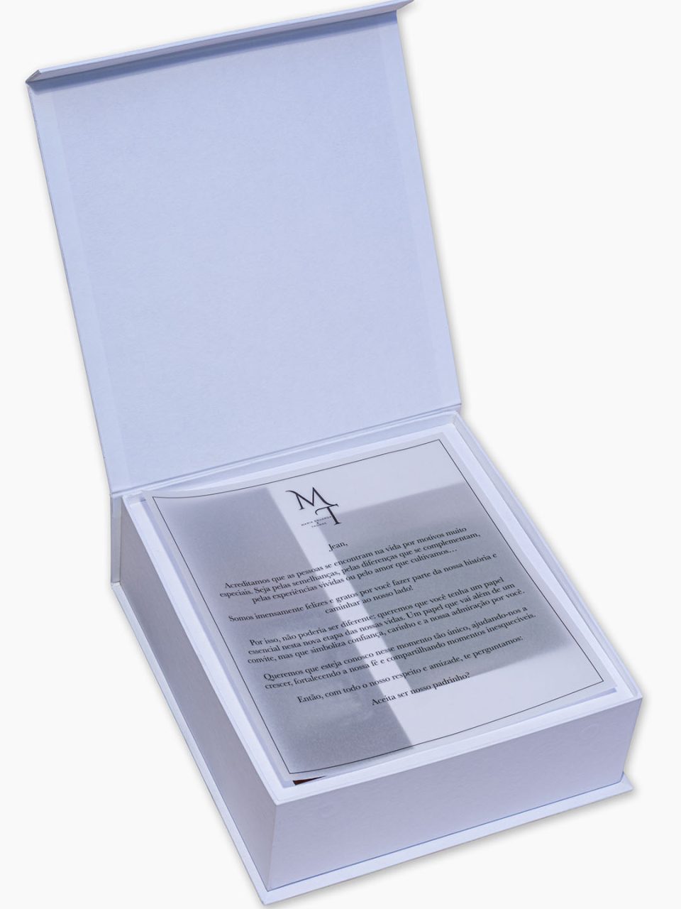 Caixa personalizada Celebrer IX - Solteiro com convite em papel vegetal