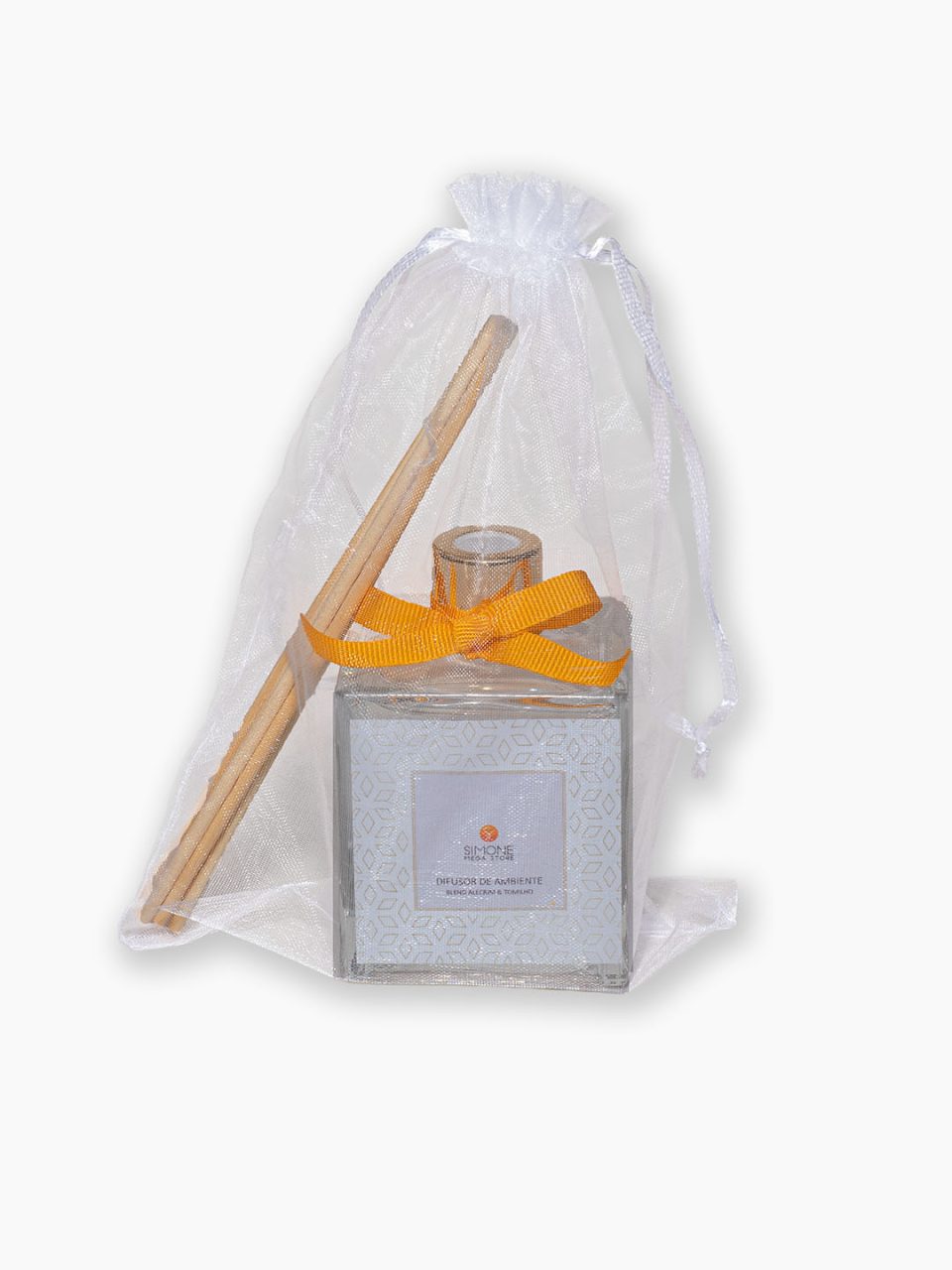 GFA1040-20 Difusor de ambiente Cubo 100ml personalizado com varetas e saquinho de organza