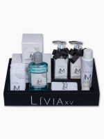 Kit toalete 15 anos masculino com bandeja forrada de linho e bordada + itens personalizados