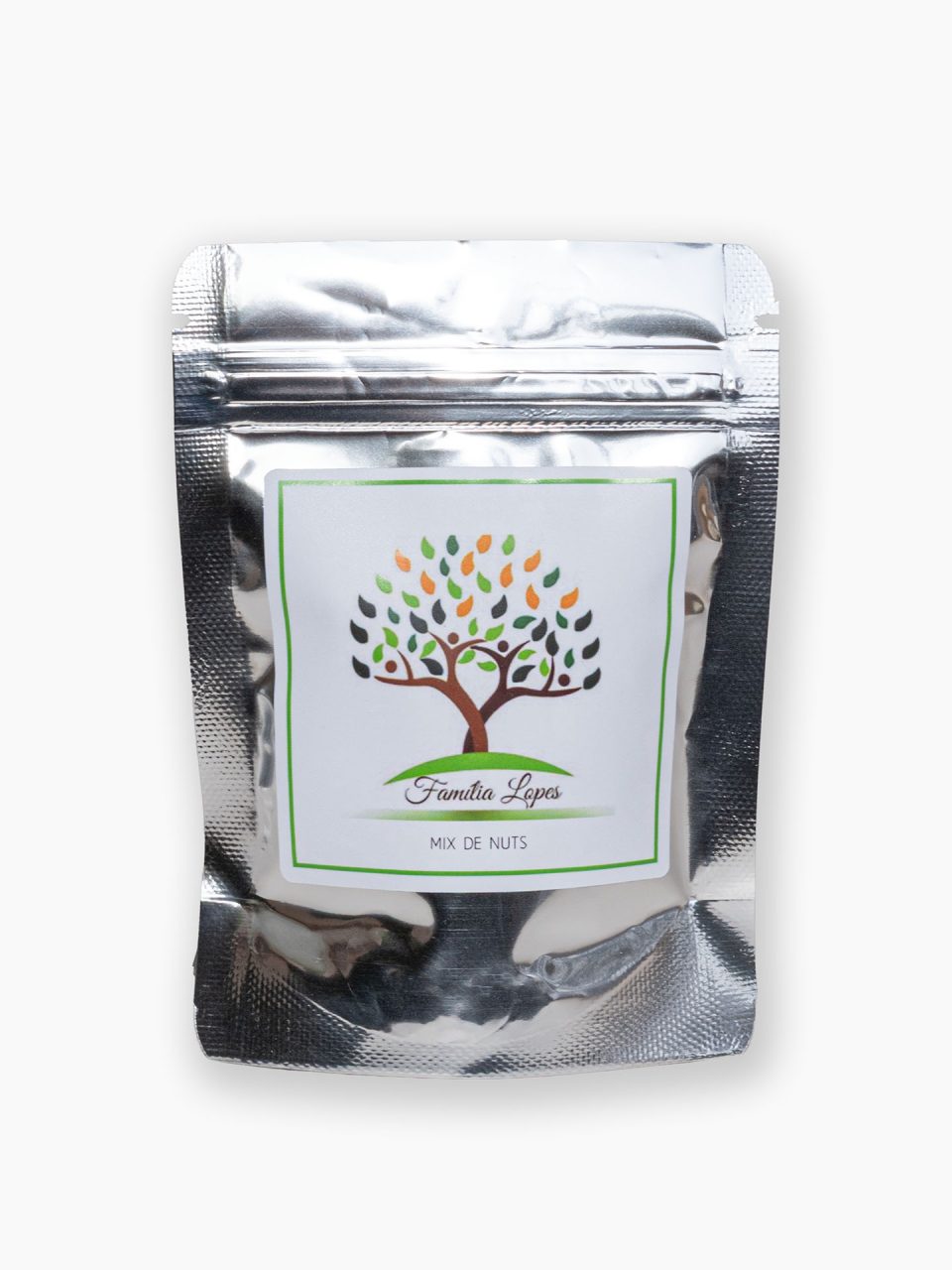 Mix de nuts personalizado em saquinho metalizado