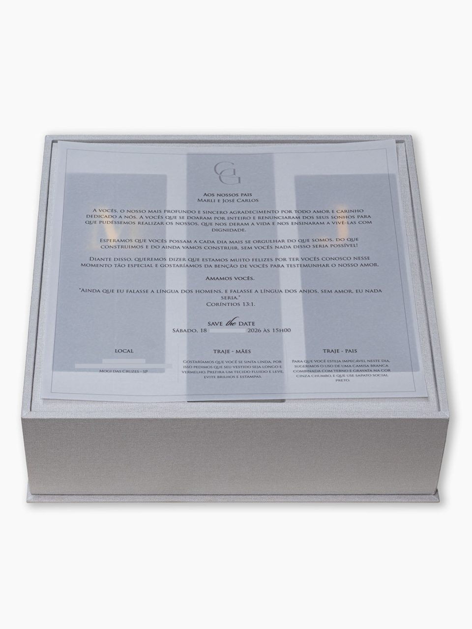 Kit Festejar II - Padrinhos Casal - convite em papel vegetal