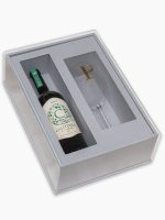 Kit Festejar II - Padrinho / Madrinha solteiro com MDF modelo bandeja com tampa de acrílico e taça de cristal com inicial e filete de ouro