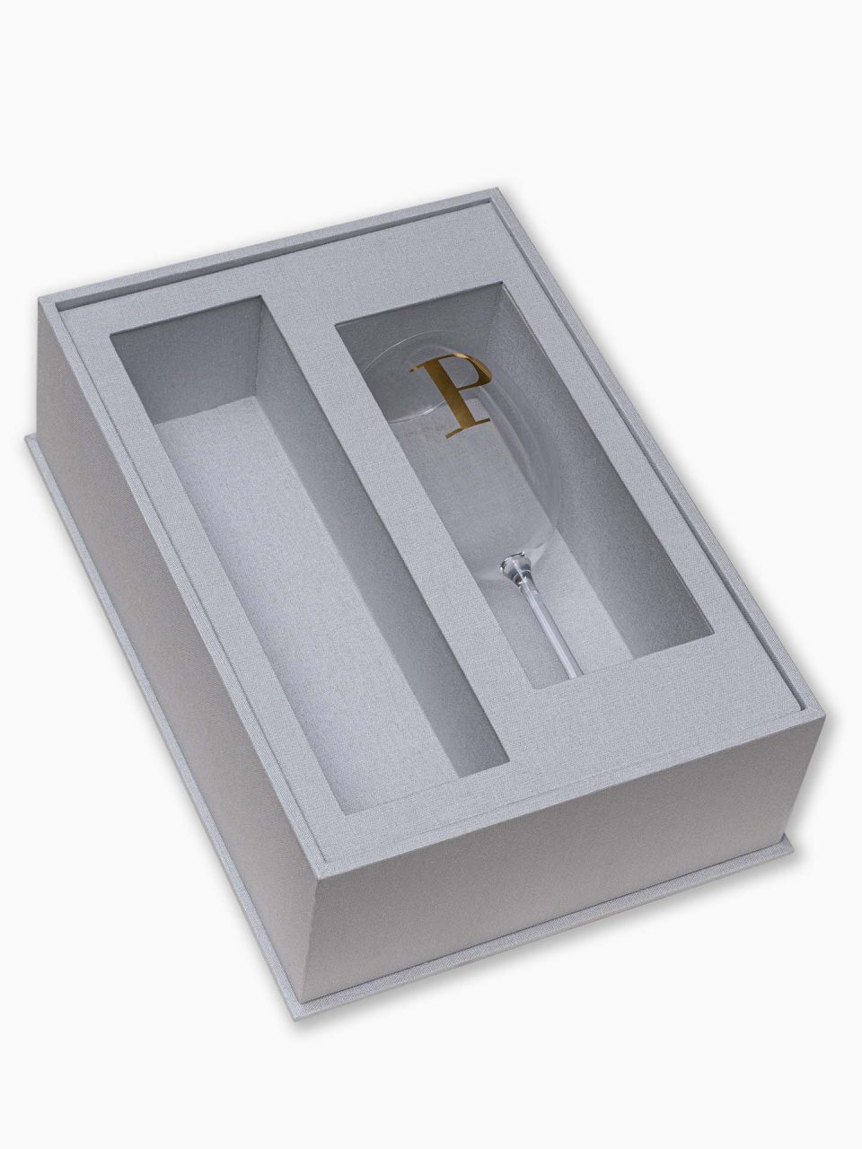 Kit Festejar II - Padrinho / Madrinha solteiro com taça de cristal com inicial e filete de ouro