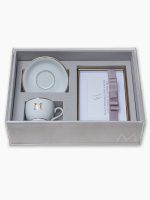 Kit Festejar VII Solteiro - caixa MDF com tampa de acrílico + xícara, pires e porta-retrato