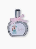 Home Spray Jaime para maternidade da Sofia com rotulo personalizado e fita rosa