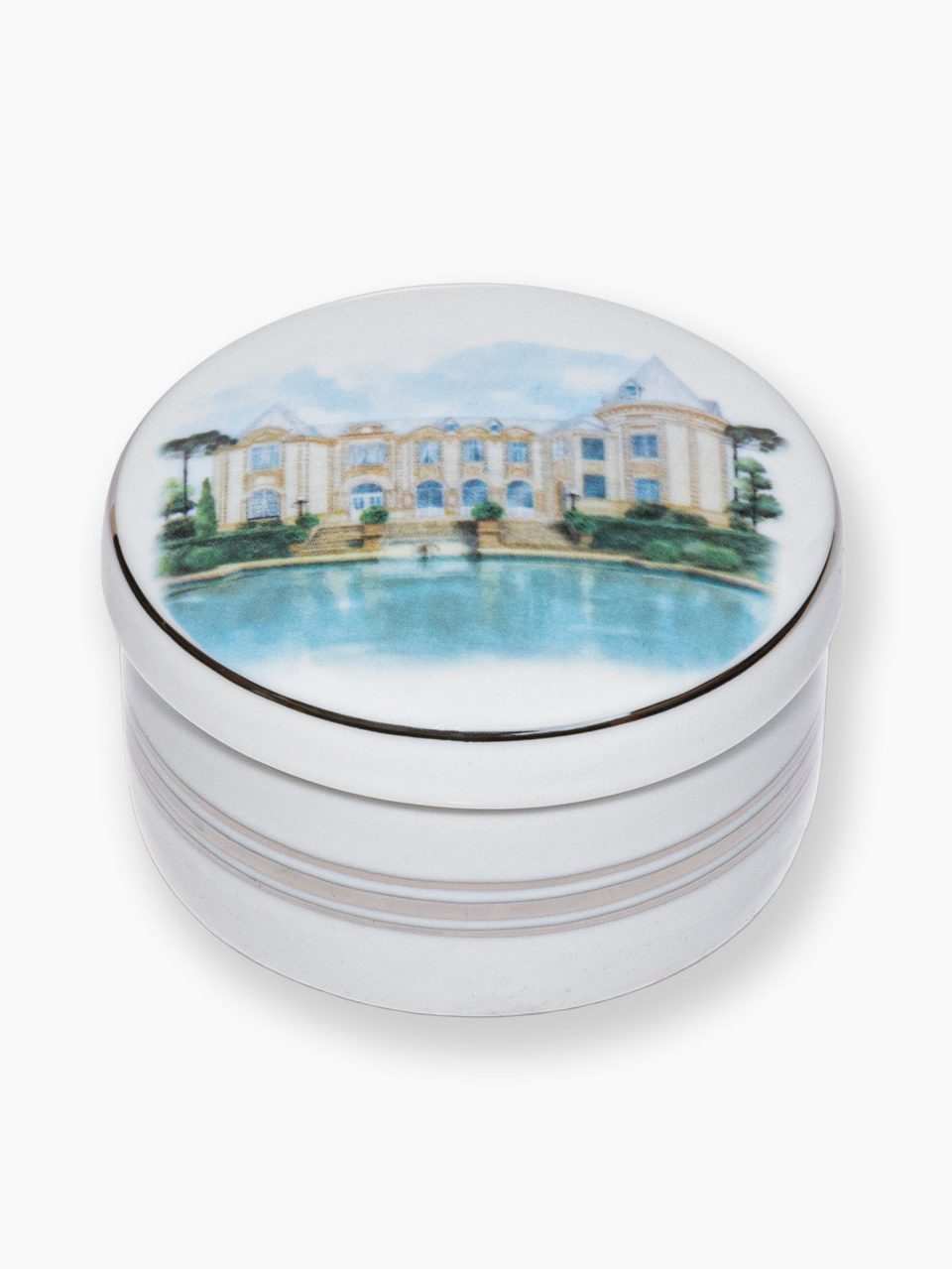 GFA6058-9 Porta Joias Personalizado I com aquarela na tampa e filetes de platina