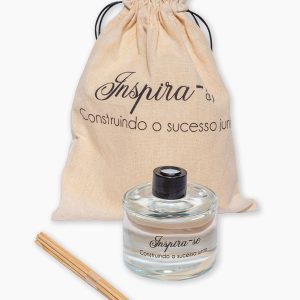 Kit Mimo Corporativo IX – Inspira-se com difusor de ambiente personalizado em saquinho de algodão