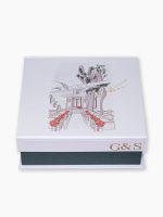 Caixa Personalizada Célébrer III – Casal com aquarela e iniciais dos padrinhos