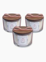 Vela Perfumada V com tampa natural, rótulo personalizado e fita