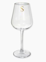 Taça de Cristal para Vinho Personalizada com Inicial e filete em ouro - modelo bohemia Strix