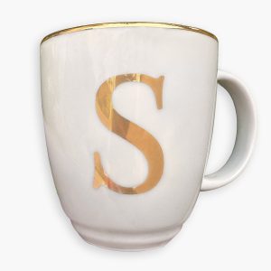 Caneca Atlanta personalizada com inicial e filete em preto