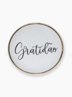 Joia do dia com mensagem Gratidão e filete de ouro