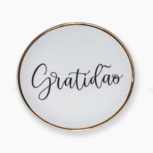 Joia do dia com mensagem Gratidão e filete de ouro