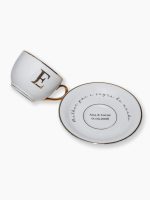 Xícara de café com inicial em ouro e pires personalizado para o melhor pai e sogro do mundo - casamento