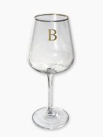 Taça de Cristal para Vinho Personalizada com Inicial e filete em ouro - modelo bohemia Strix