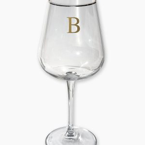 Taça de Cristal para Vinho Personalizada com Inicial e filete em ouro - modelo bohemia Strix