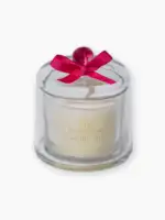 Vela com cúpula de vidro personalizada com data do casamento e fita